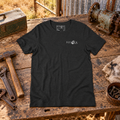 Fetlock Windmills Logo Tee on a weathered Australian workshop bench